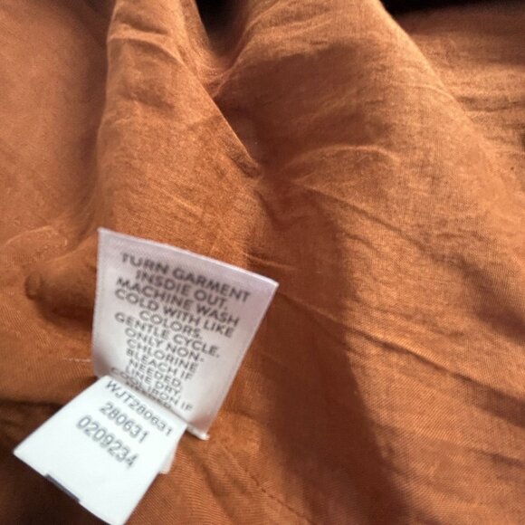 Pure Jill Womens Open Front Cardigan Jacket XL Rust Textured 100% Cotton Pockets - Picture 5 of 8